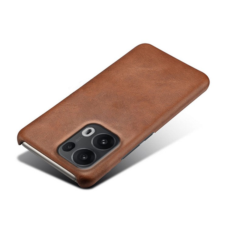 For Oppo Reno13 Pro 5G Case Calf Texture PU Leather Hard PC Protective Phone Cover - Brown