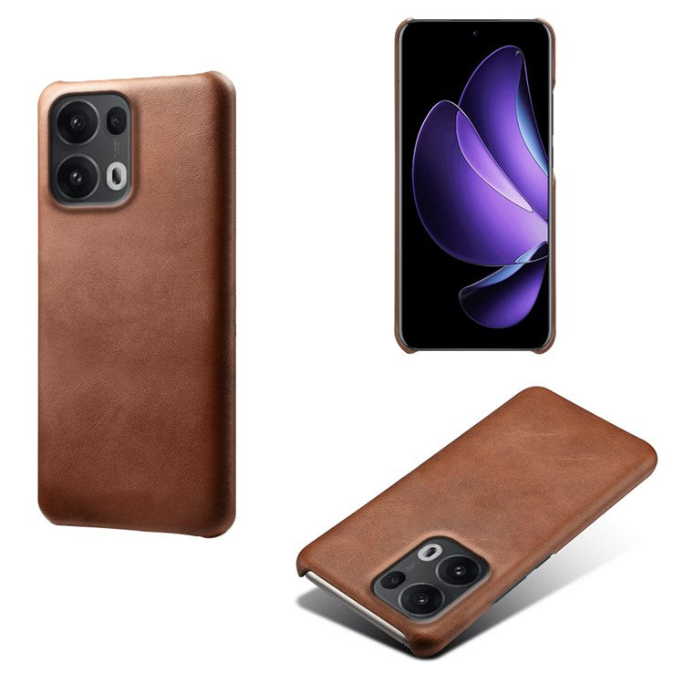 For Oppo Reno13 Pro 5G Case Calf Texture PU Leather Hard PC Protective Phone Cover - Brown