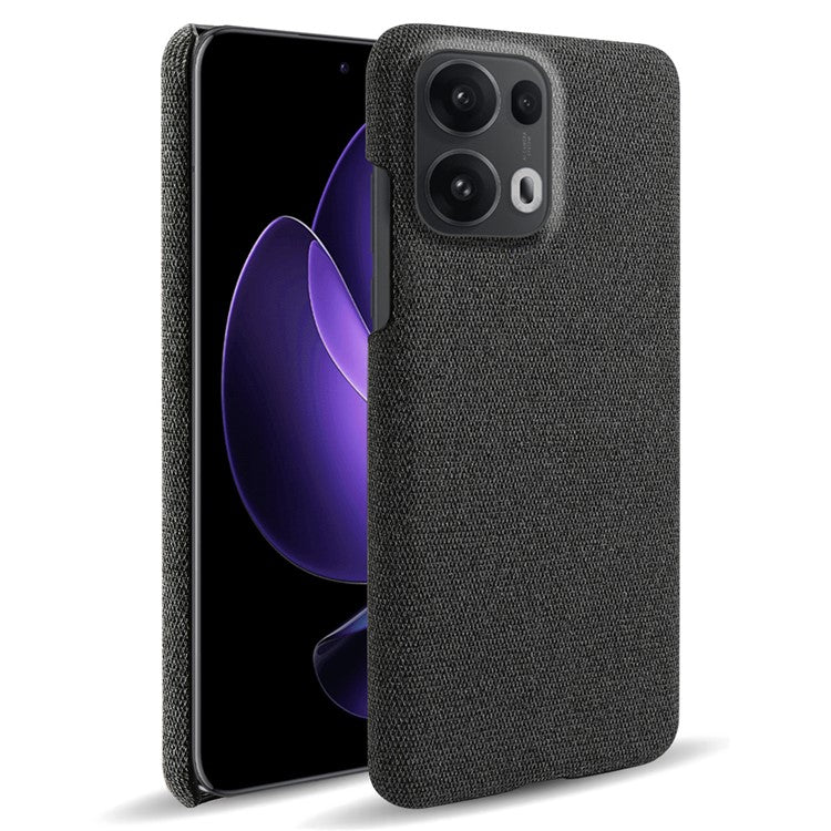 For Oppo Reno13 Pro 5G Phone Case Cloth Texture Anti-Scratch Protective PC Back Cover - Black