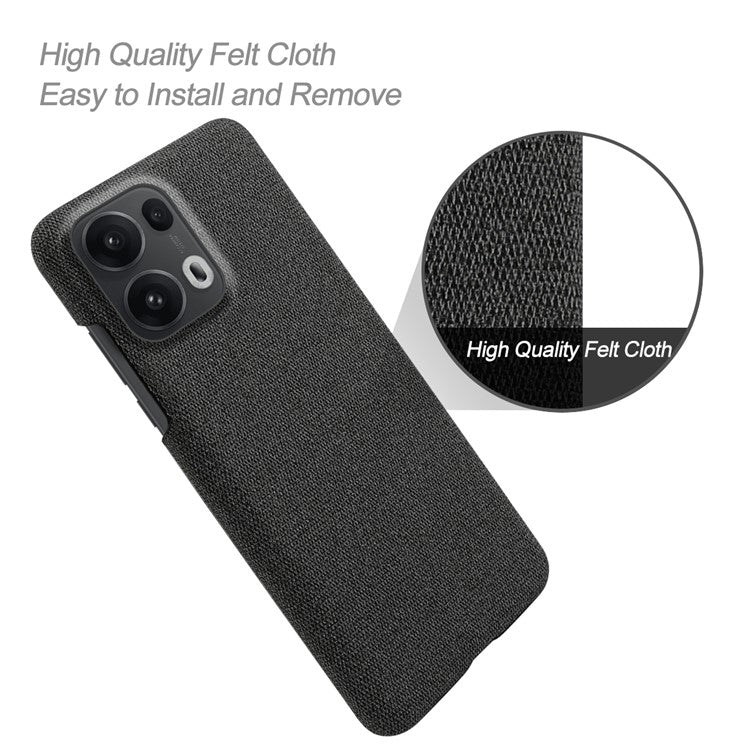 For Oppo Reno13 Pro 5G Phone Case Cloth Texture Anti-Scratch Protective PC Back Cover - Black