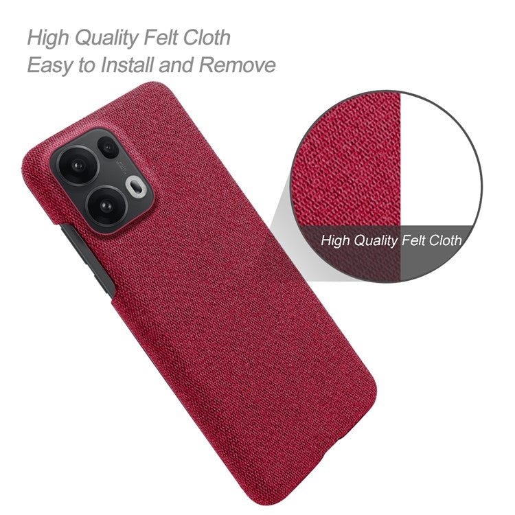 For Oppo Reno13 Pro 5G Phone Case Cloth Texture Anti-Scratch Protective PC Back Cover - Red