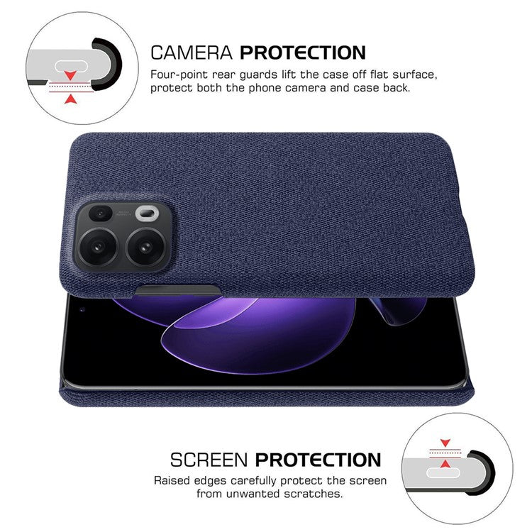 For Oppo Reno13 Pro 5G Phone Case Cloth Texture Anti-Scratch Protective PC Back Cover - Blue