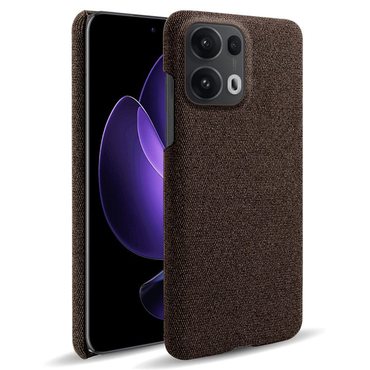 For Oppo Reno13 Pro 5G Phone Case Cloth Texture Anti-Scratch Protective PC Back Cover - Brown