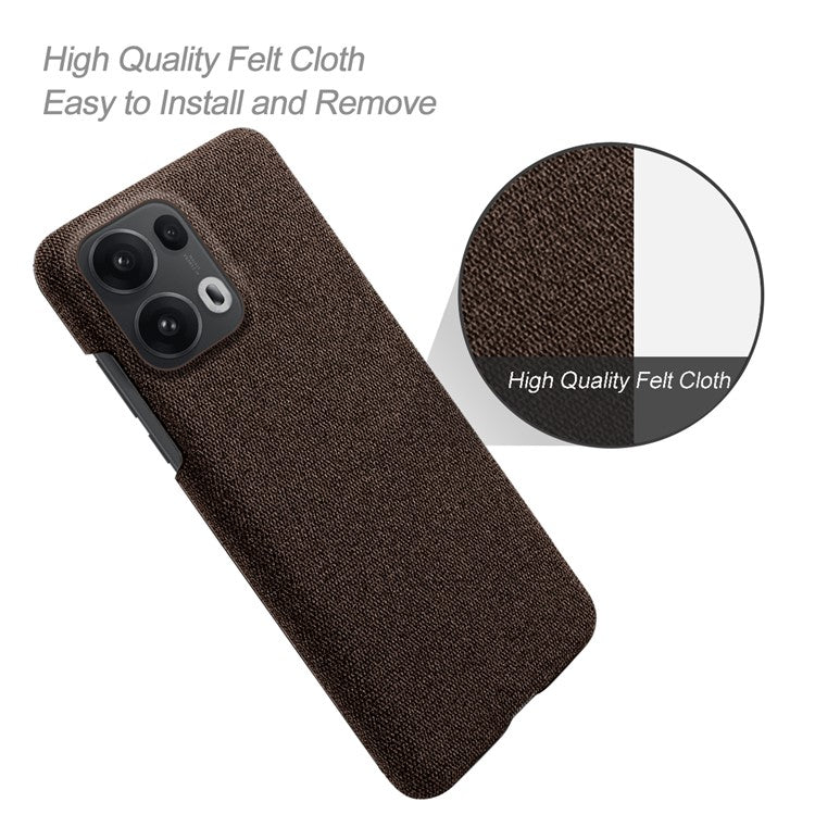For Oppo Reno13 Pro 5G Phone Case Cloth Texture Anti-Scratch Protective PC Back Cover - Brown