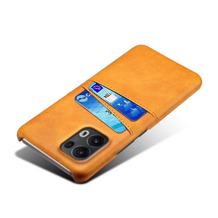 For Oppo Reno13 Pro 5G Case Dual Card Slots PU Leather + Hard PC Phone Cover - Orange