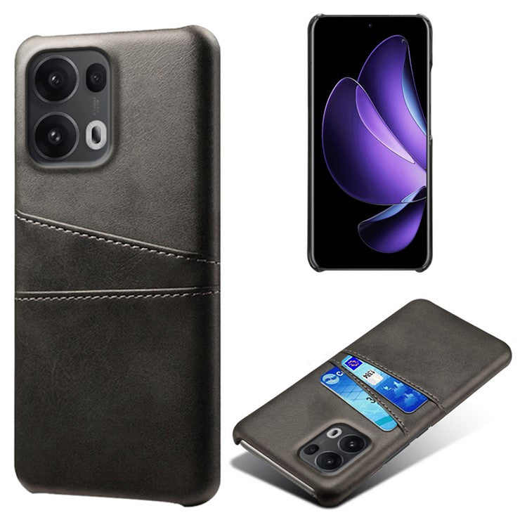 For Oppo Reno13 Pro 5G Case Dual Card Slots PU Leather + Hard PC Phone Cover - Black