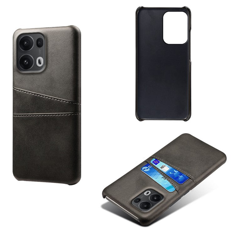 For Oppo Reno13 Pro 5G Case Dual Card Slots PU Leather + Hard PC Phone Cover - Black
