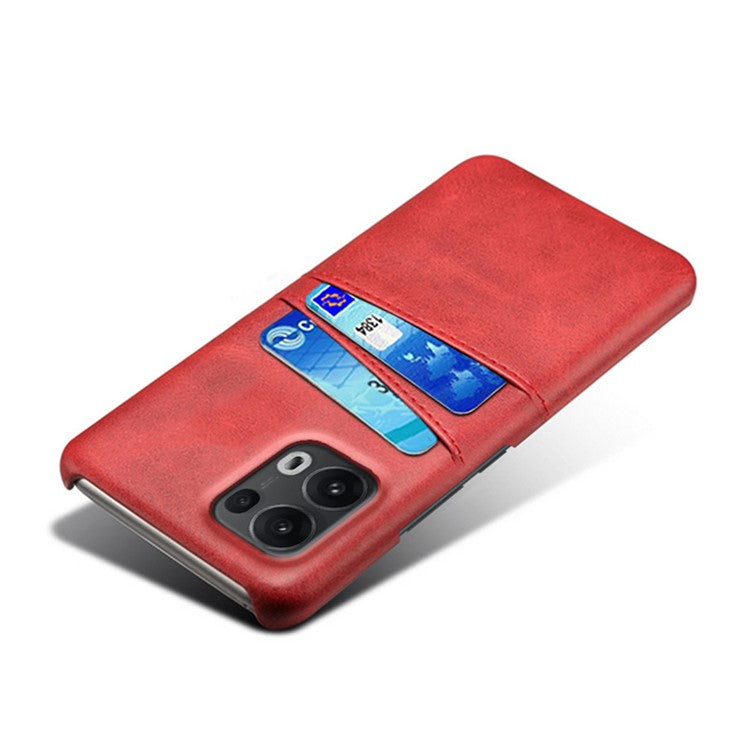 For Oppo Reno13 Pro 5G Case Dual Card Slots PU Leather + Hard PC Phone Cover - Red