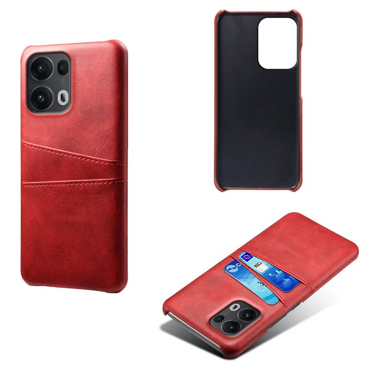 For Oppo Reno13 Pro 5G Case Dual Card Slots PU Leather + Hard PC Phone Cover - Red