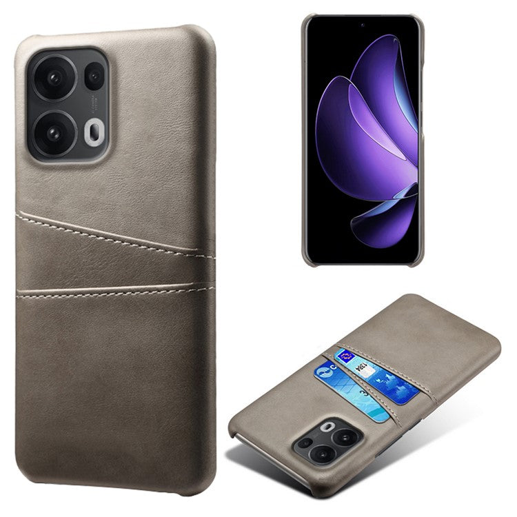 For Oppo Reno13 Pro 5G Case Dual Card Slots PU Leather + Hard PC Phone Cover - Grey