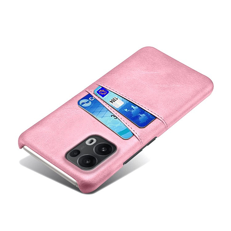 For Oppo Reno13 Pro 5G Case Dual Card Slots PU Leather + Hard PC Phone Cover - Rose Gold