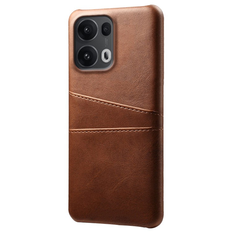 For Oppo Reno13 Pro 5G Case Dual Card Slots PU Leather + Hard PC Phone Cover - Brown
