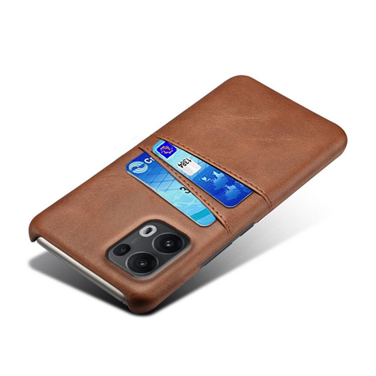 For Oppo Reno13 Pro 5G Case Dual Card Slots PU Leather + Hard PC Phone Cover - Brown
