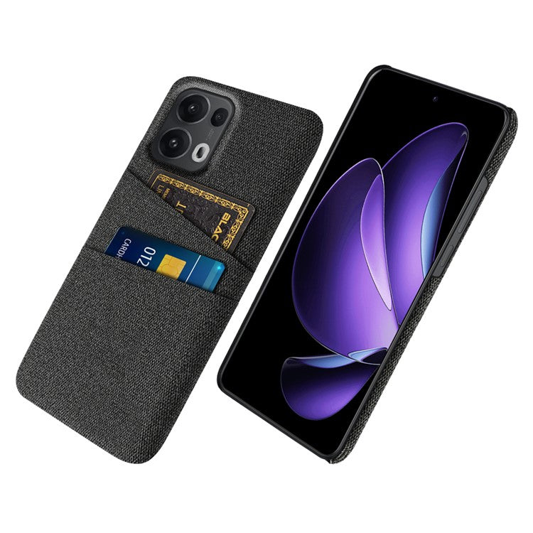 For Oppo Reno13 Pro 5G Case Cloth + Hard PC Phone Cover with Dual Card Slots - Black