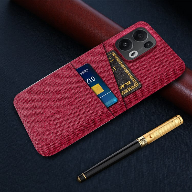 For Oppo Reno13 Pro 5G Case Cloth + Hard PC Phone Cover with Dual Card Slots - Red