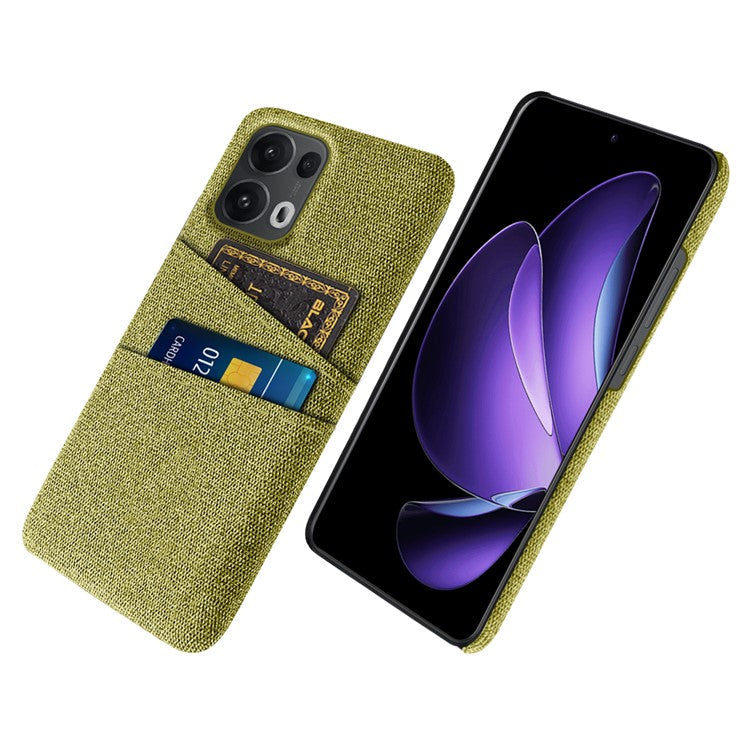 For Oppo Reno13 Pro 5G Case Cloth + Hard PC Phone Cover with Dual Card Slots - Yellow