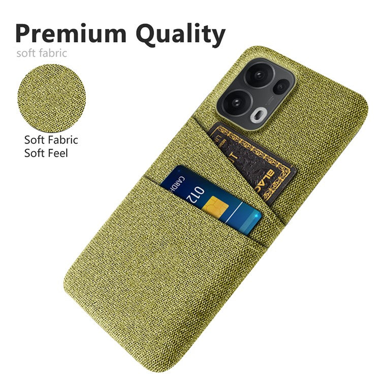 For Oppo Reno13 Pro 5G Case Cloth + Hard PC Phone Cover with Dual Card Slots - Yellow