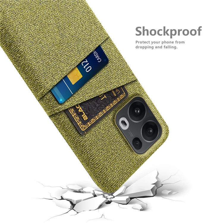 For Oppo Reno13 Pro 5G Case Cloth + Hard PC Phone Cover with Dual Card Slots - Yellow