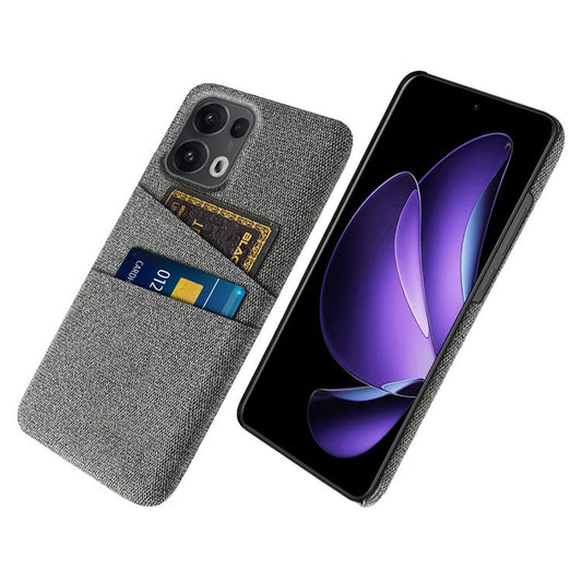 For Oppo Reno13 Pro 5G Case Cloth + Hard PC Phone Cover with Dual Card Slots - Grey