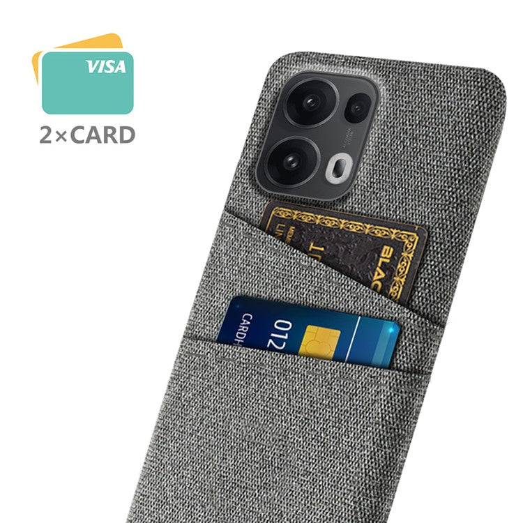 For Oppo Reno13 Pro 5G Case Cloth + Hard PC Phone Cover with Dual Card Slots - Grey
