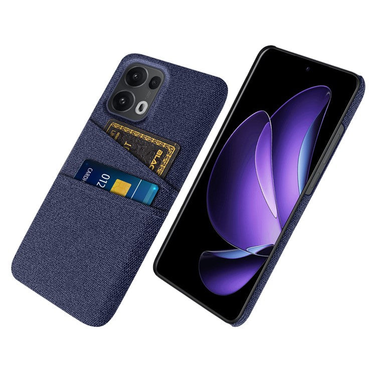 For Oppo Reno13 Pro 5G Case Cloth + Hard PC Phone Cover with Dual Card Slots - Blue
