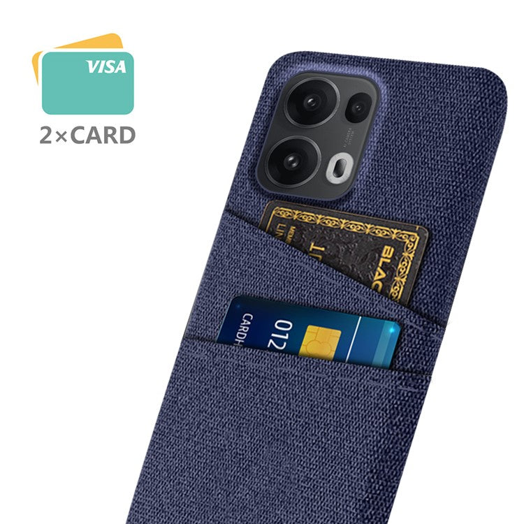 For Oppo Reno13 Pro 5G Case Cloth + Hard PC Phone Cover with Dual Card Slots - Blue