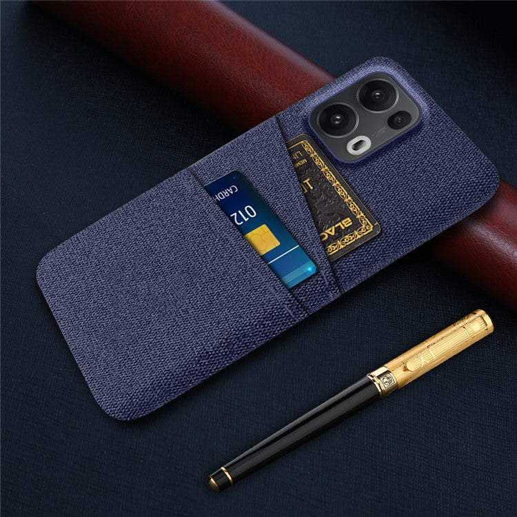 For Oppo Reno13 Pro 5G Case Cloth + Hard PC Phone Cover with Dual Card Slots - Blue