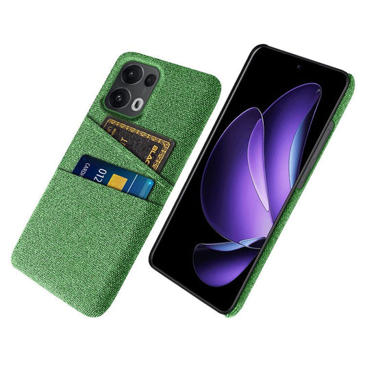 For Oppo Reno13 Pro 5G Case Cloth + Hard PC Phone Cover with Dual Card Slots - Green