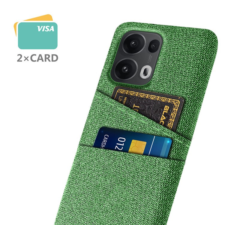 For Oppo Reno13 Pro 5G Case Cloth + Hard PC Phone Cover with Dual Card Slots - Green