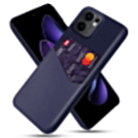 For Oppo Reno13 F 5G Case PU Leather Cloth Texture Hard PC Phone Cover with Card Holder - Blue