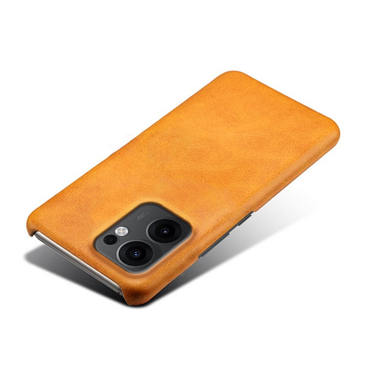 For Oppo Reno13 F 5G Case Calf Texture PU Leather Hard PC Protective Phone Cover - Orange