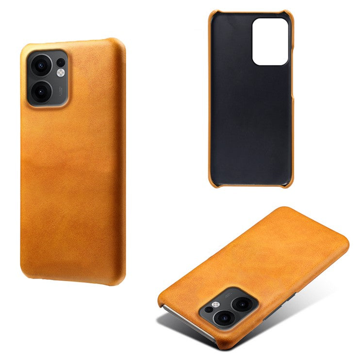 For Oppo Reno13 F 5G Case Calf Texture PU Leather Hard PC Protective Phone Cover - Orange