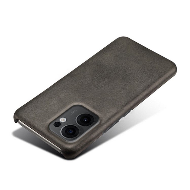 For Oppo Reno13 F 5G Case Calf Texture PU Leather Hard PC Protective Phone Cover - Black
