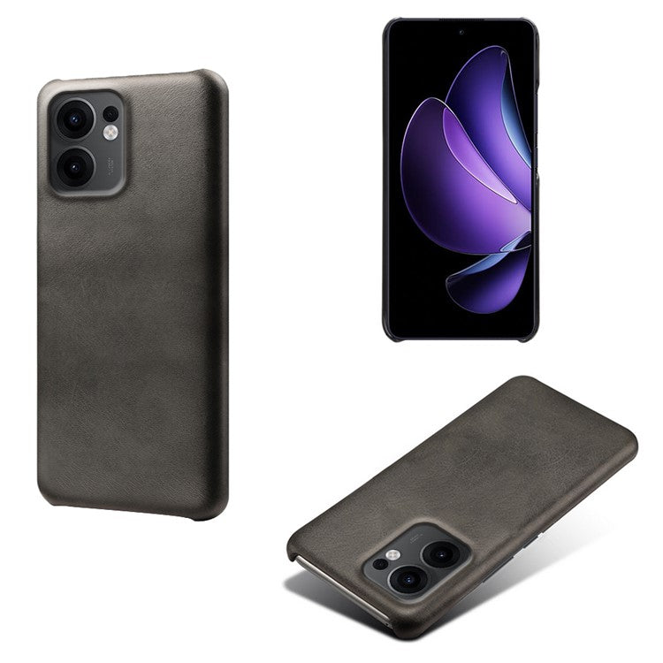 For Oppo Reno13 F 5G Case Calf Texture PU Leather Hard PC Protective Phone Cover - Black