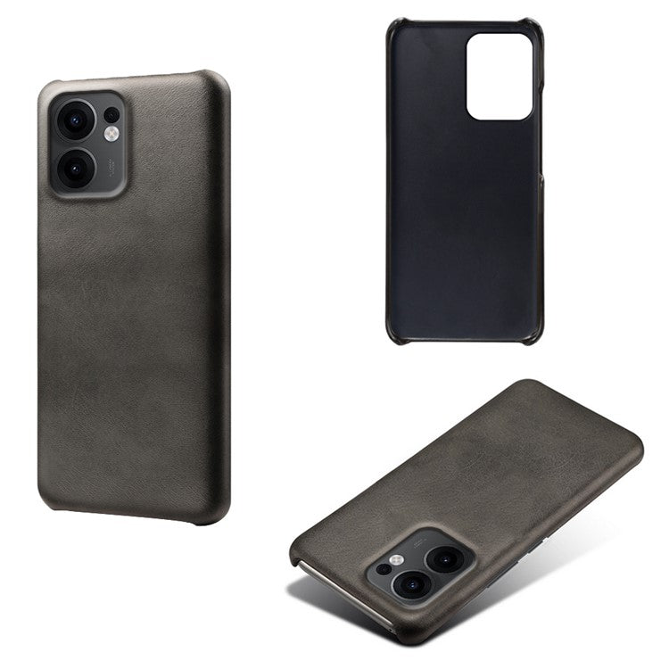 For Oppo Reno13 F 5G Case Calf Texture PU Leather Hard PC Protective Phone Cover - Black