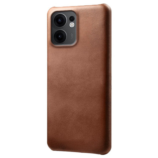 For Oppo Reno13 F 5G Case Calf Texture PU Leather Hard PC Protective Phone Cover - Brown