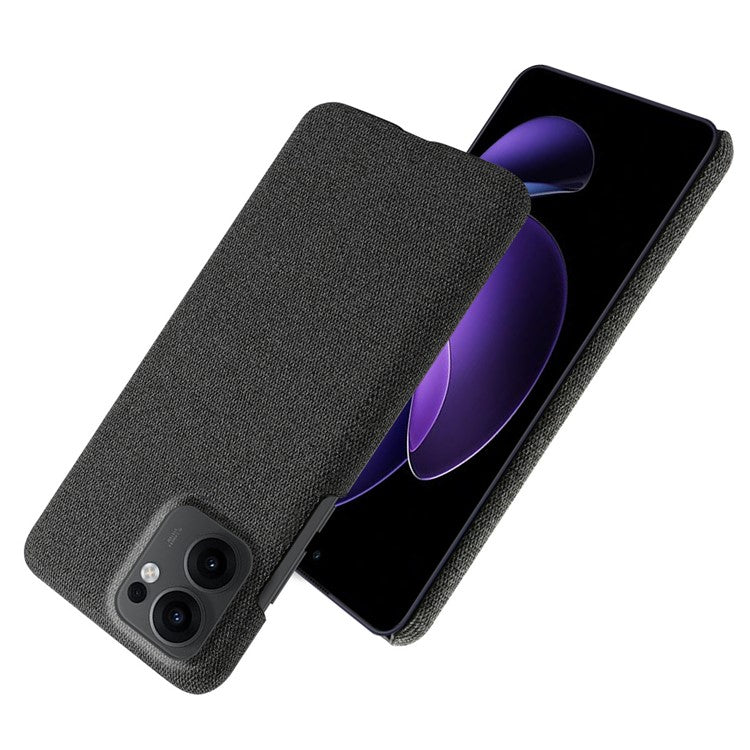 For Oppo Reno13 F 5G Phone Case Cloth Texture Anti-Scratch Protective PC Back Cover - Black