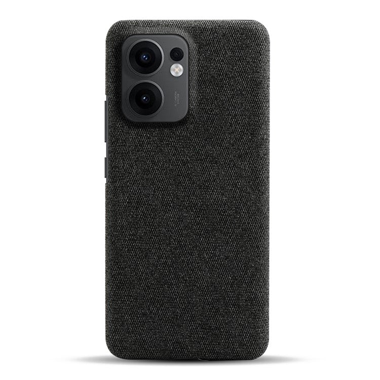 For Oppo Reno13 F 5G Phone Case Cloth Texture Anti-Scratch Protective PC Back Cover - Black