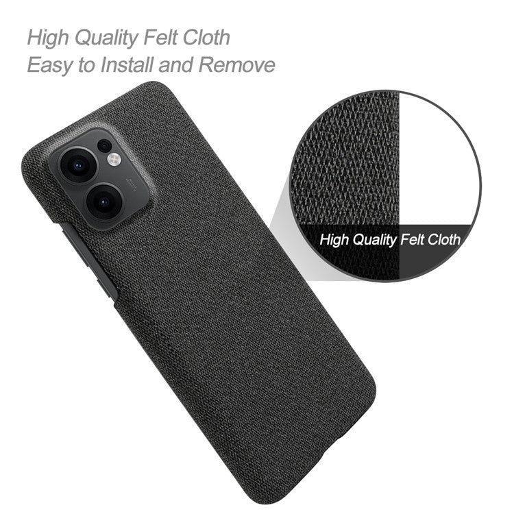 For Oppo Reno13 F 5G Phone Case Cloth Texture Anti-Scratch Protective PC Back Cover - Black
