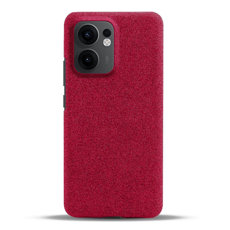 For Oppo Reno13 F 5G Phone Case Cloth Texture Anti-Scratch Protective PC Back Cover - Red