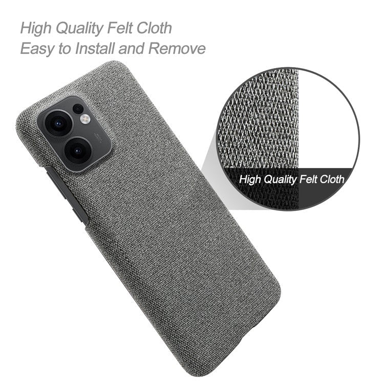 For Oppo Reno13 F 5G Phone Case Cloth Texture Anti-Scratch Protective PC Back Cover - Grey