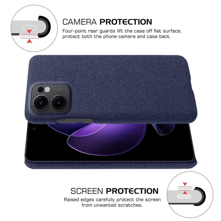 For Oppo Reno13 F 5G Phone Case Cloth Texture Anti-Scratch Protective PC Back Cover - Blue