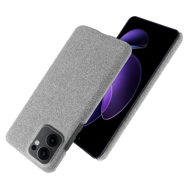 For Oppo Reno13 F 5G Phone Case Cloth Texture Anti-Scratch Protective PC Back Cover - Light Grey