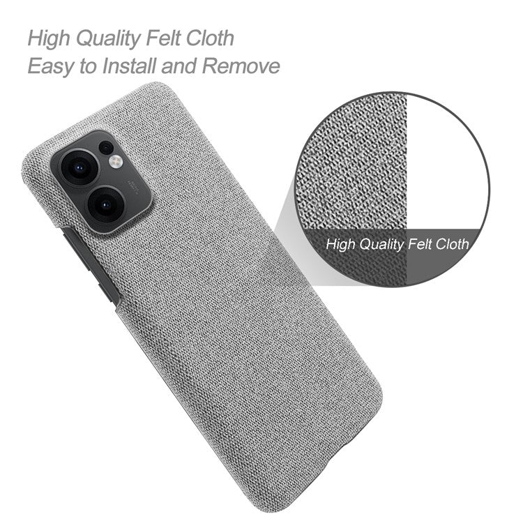 For Oppo Reno13 F 5G Phone Case Cloth Texture Anti-Scratch Protective PC Back Cover - Light Grey
