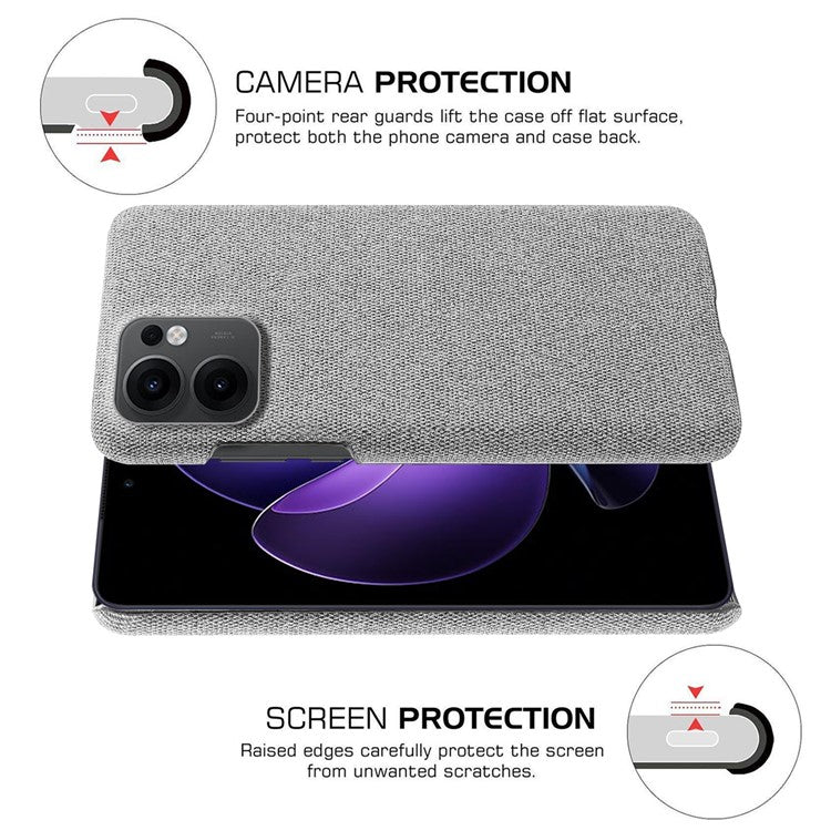 For Oppo Reno13 F 5G Phone Case Cloth Texture Anti-Scratch Protective PC Back Cover - Light Grey
