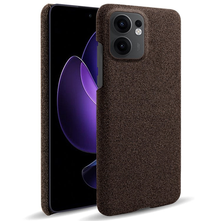For Oppo Reno13 F 5G Phone Case Cloth Texture Anti-Scratch Protective PC Back Cover - Brown