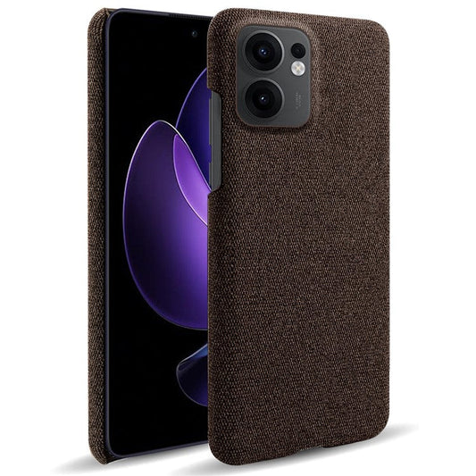 For Oppo Reno13 F 5G Phone Case Cloth Texture Anti-Scratch Protective PC Back Cover - Brown