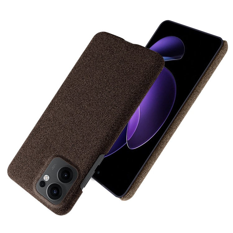 For Oppo Reno13 F 5G Phone Case Cloth Texture Anti-Scratch Protective PC Back Cover - Brown