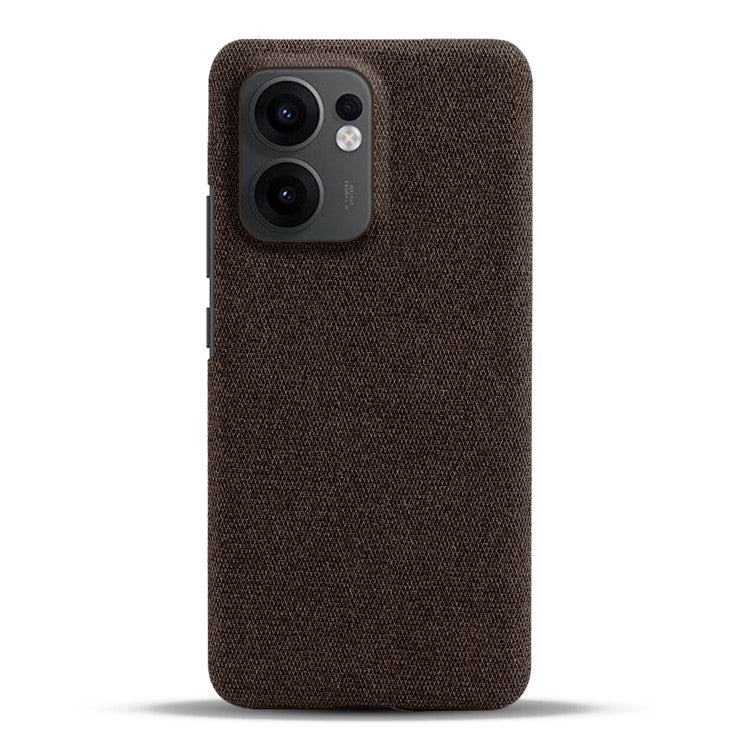 For Oppo Reno13 F 5G Phone Case Cloth Texture Anti-Scratch Protective PC Back Cover - Brown