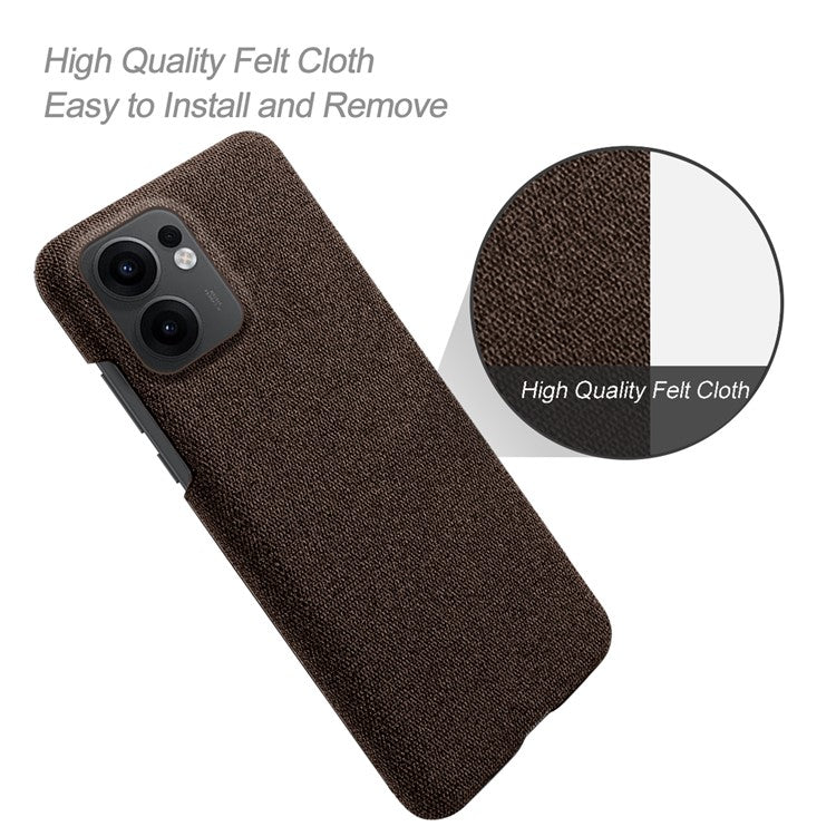 For Oppo Reno13 F 5G Phone Case Cloth Texture Anti-Scratch Protective PC Back Cover - Brown